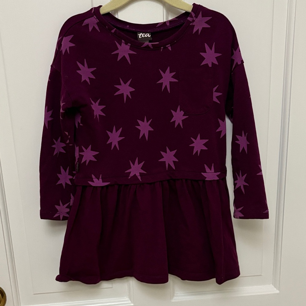 Tea Collection Purple Star Long Sleeve Dress
